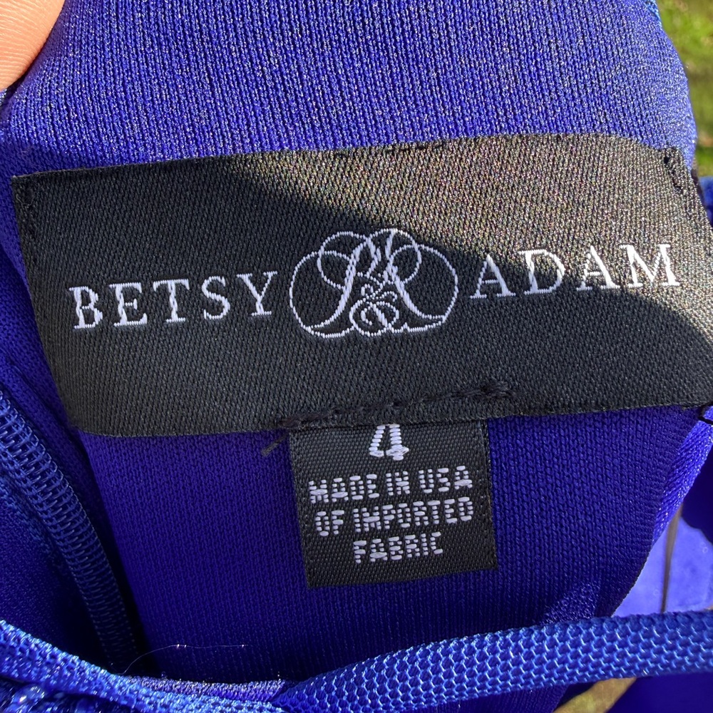Betsy & Adam Royal Blue Beaded Prom Dress - Picture 7 of 8